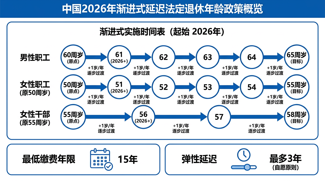 渐进式延迟退休政策2026