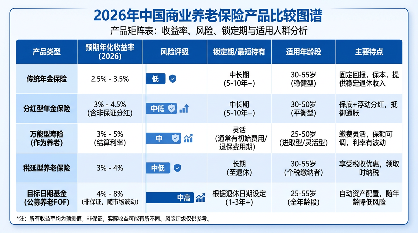 2026年商业养老险产品对比