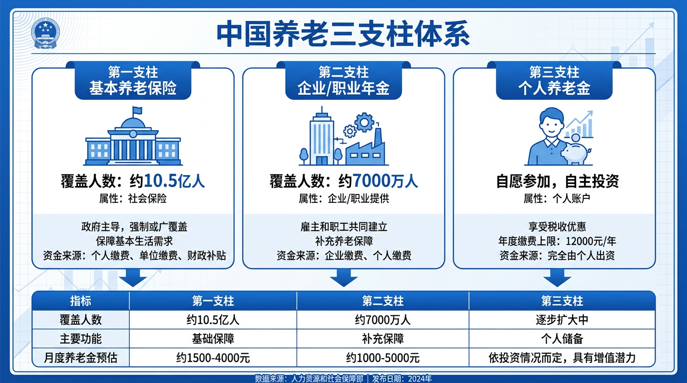 一张图看懂养老三支柱