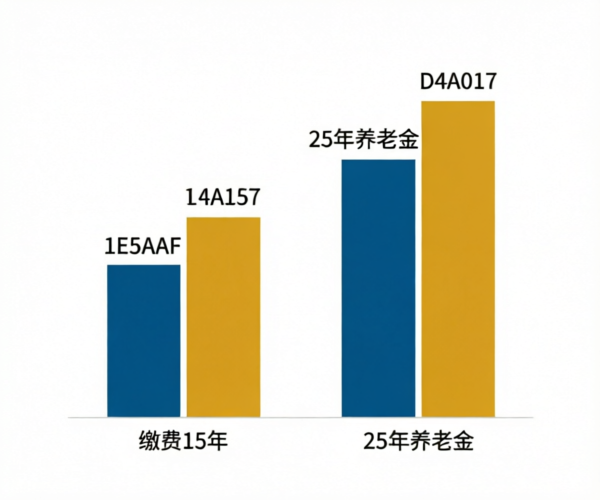 缴费15年vs25年养老金差距柱状图