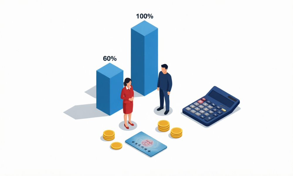 社保缴费基数60%和100%对比
