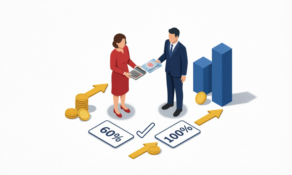 按60%和100%缴社保退休金差距对比
