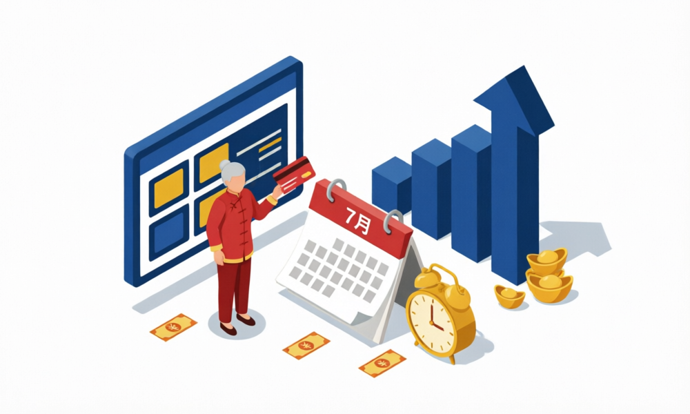 2026年养老金调整补发7月到账,三笔钱到卡上