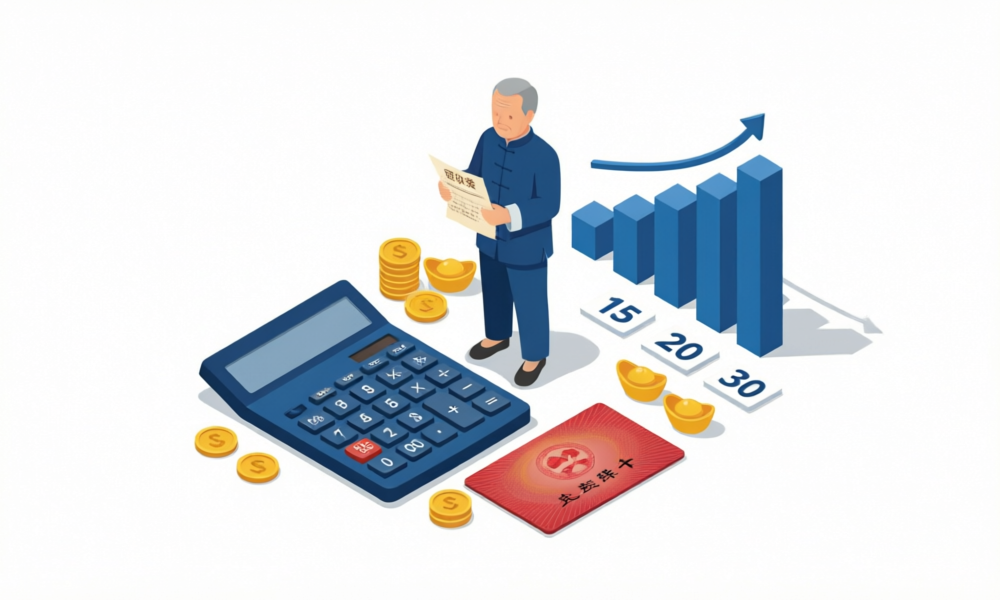 社保交15年20年30年退休养老金每月差多少主图