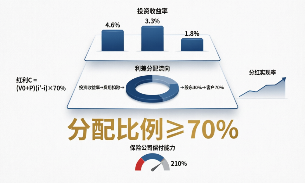 分红险预定利率与投资收益利差分配精算分析图