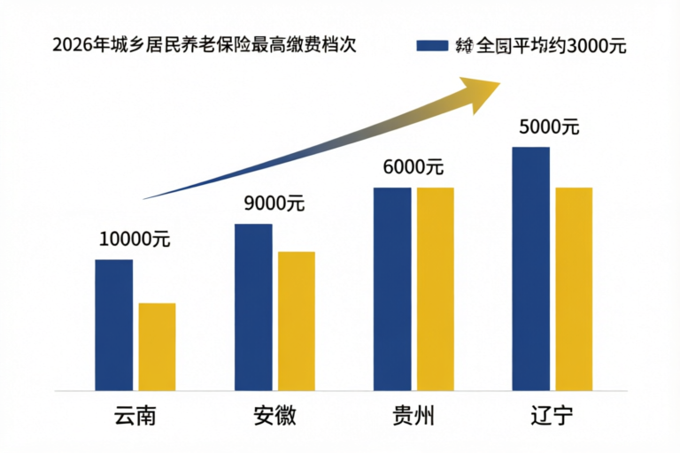 2026年多省城乡居民养老保险最高缴费档次对比