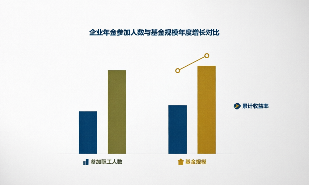 企业年金参加人数与基金规模年度增长对比