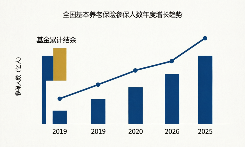 全国基本养老保险参保人数年度增长趋势