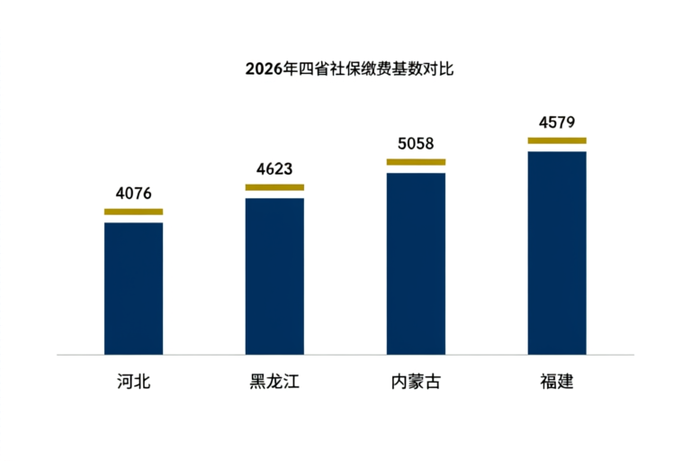 2026年河北、黑龙江、内蒙古、福建四省社保缴费基数下限对比