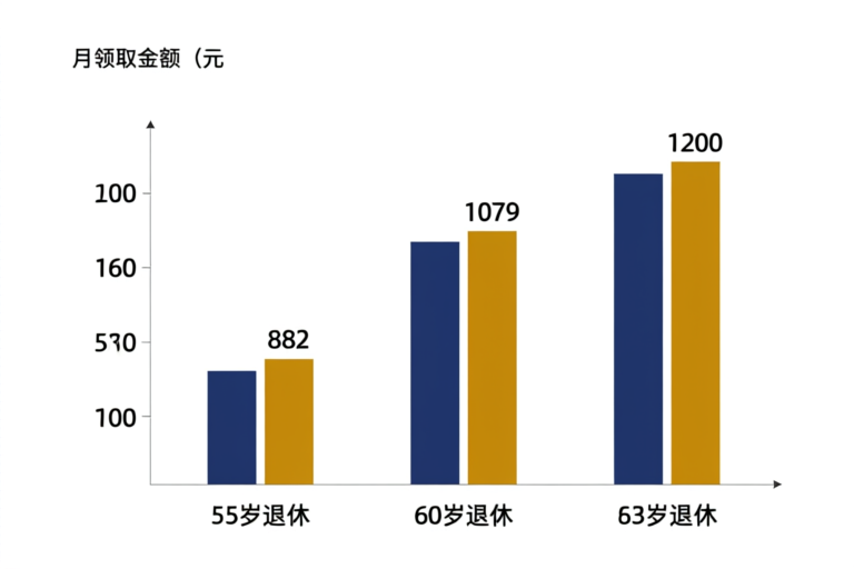 退休年龄与养老金月领取额关系图