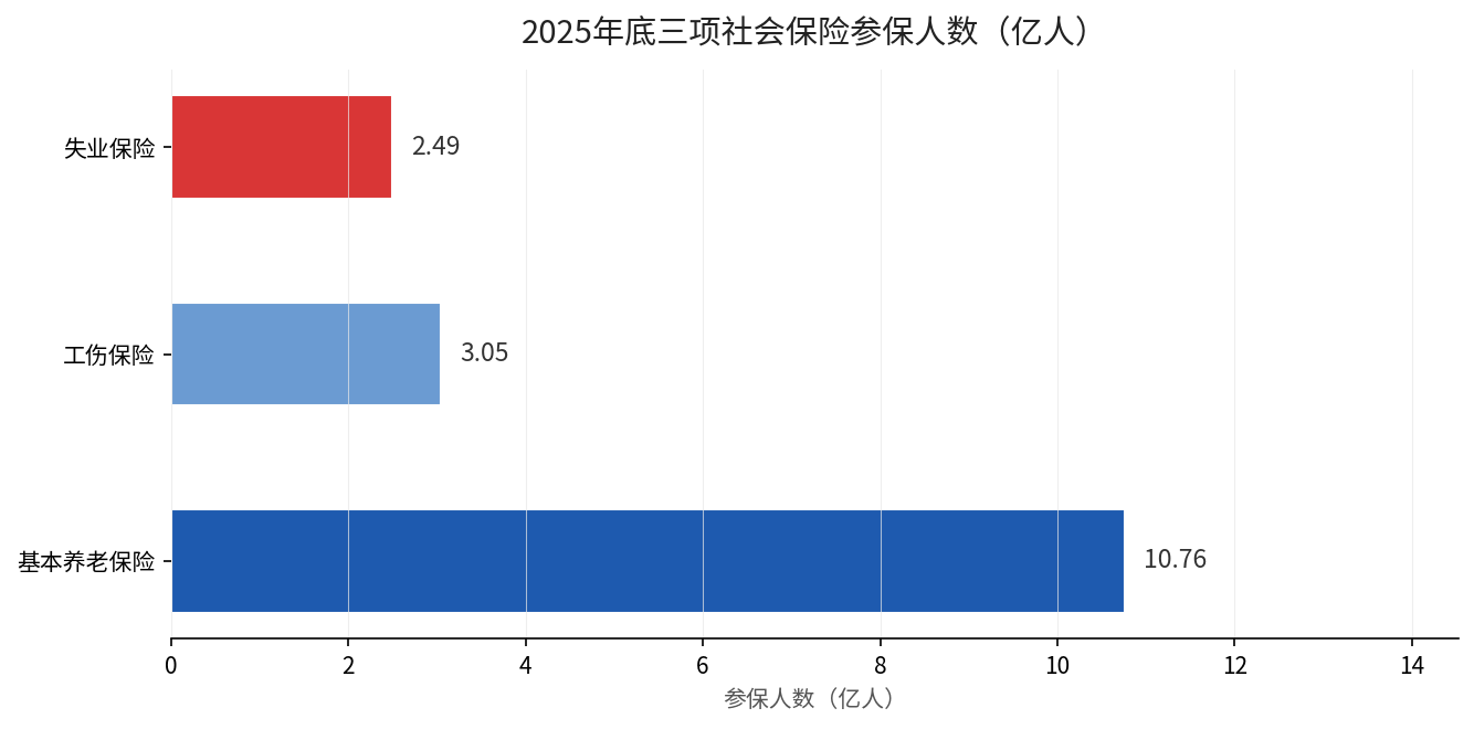 2025年底全国三项社会保险参保人数
