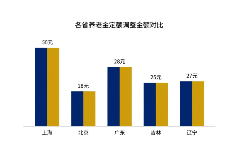 各省养老金定额调整对比柱状图