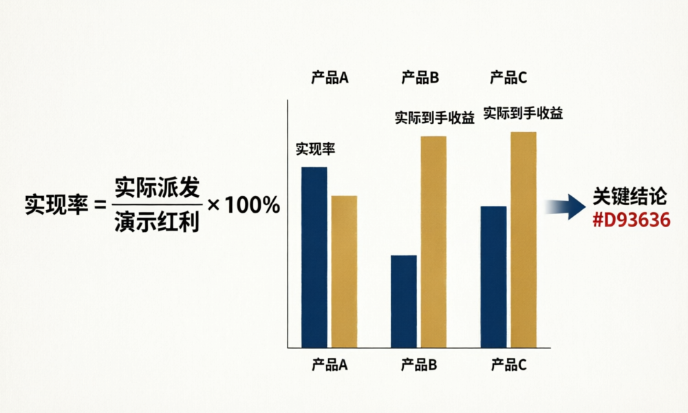 红利实现率对比：同收益不同实现率