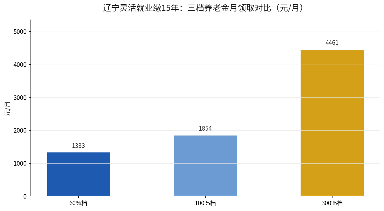 辽宁灵活就业三档养老金月领取对比
