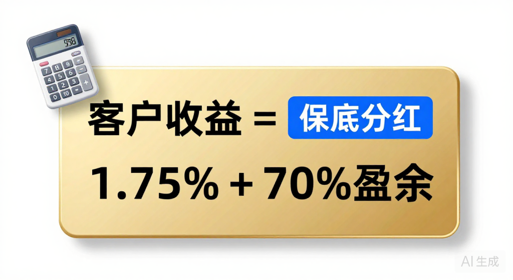 分红险客户收益=保底1.75%+70%可分配盈余